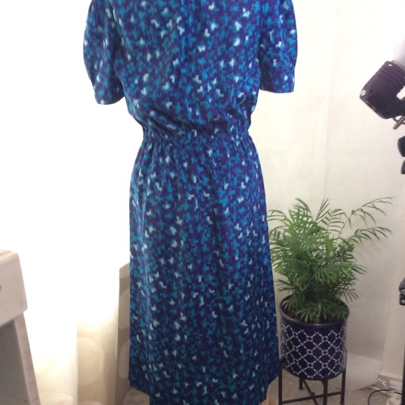 Vintage Navy Blue Cross Pattern Dress sz M - Picture 7 of 9
